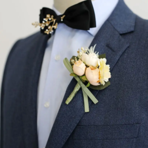 peachy off white peony chest flower/boutonniere st 2212