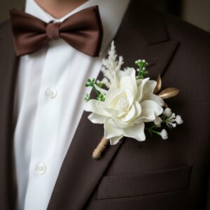 off white rose lapel pin