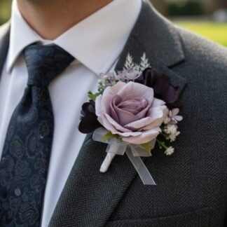 Dusty Mauve Rose Boutonniere