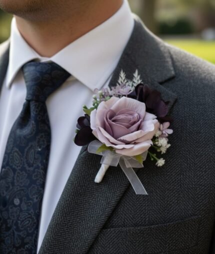 Dusty Mauve Rose Boutonniere