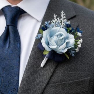 Dusty Blue Rose Boutonniere