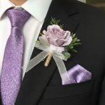 Lilac Rose Boutonniere with Pocket Square Match
