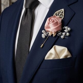 Dusty Rose Boutonniere with Satin Pocket Square Match
