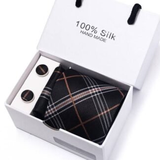 Multicolor Plaid Silk Tie & Cufflink Set