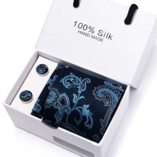 Teal Paisley Silk Tie & Cufflink Set