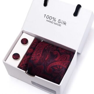 Maroon Paisley Silk Tie & Cufflink Set