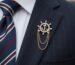 Ship Wheel Lapel Pin with Chain