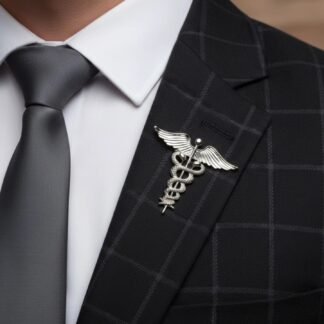 Silver Caduceus Medical Lapel Pin