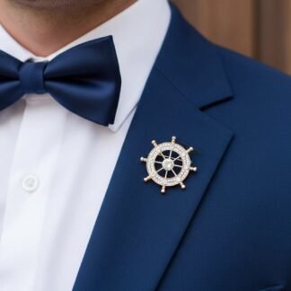 Navy Blue Satin Bow Tie