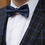 Navy Blue Checkered Bow Tie
