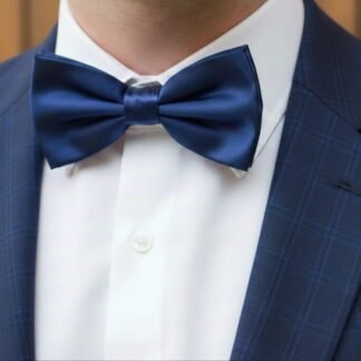 Steel Blue Satin Bow Tie